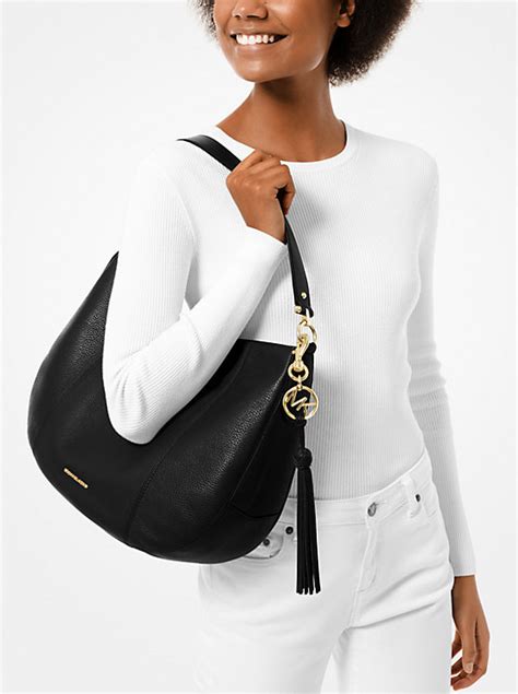 michael michael kors brooke large pebbled leather shoulder bag|Michael Kors pebble leather handbags.